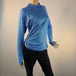 Nike Swim Sz L Water Dots Hydroguard Blue NESSC350 UPF 40+ Rashguard L Sleeve